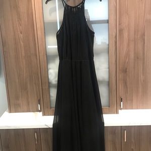 Formal halter maxi dress with lace detail on top